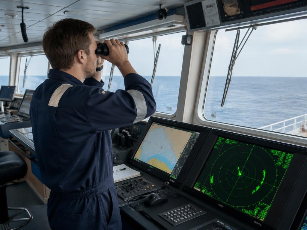 Officer of the watch on a ship's navigation bridge