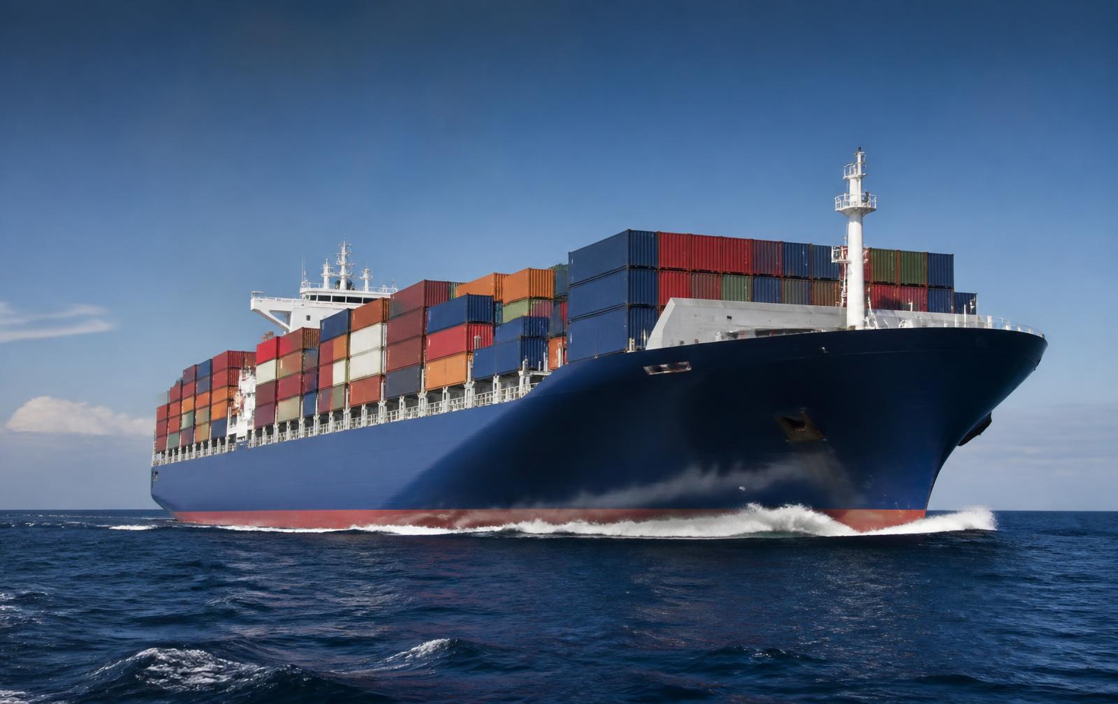 Large container ship at sea